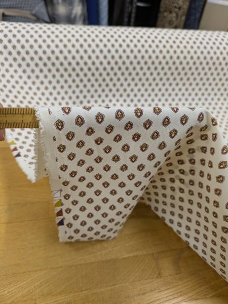 画像4: 生地:プロヴァンス風小紋柄ポリプリント(白/茶) (4)