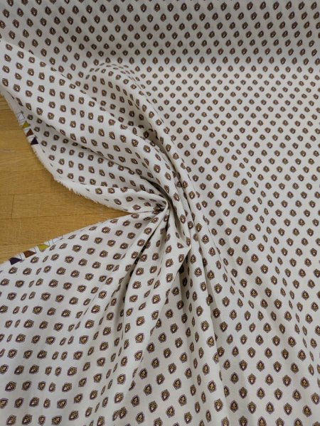 画像5: 生地:プロヴァンス風小紋柄ポリプリント(白/茶) (5)