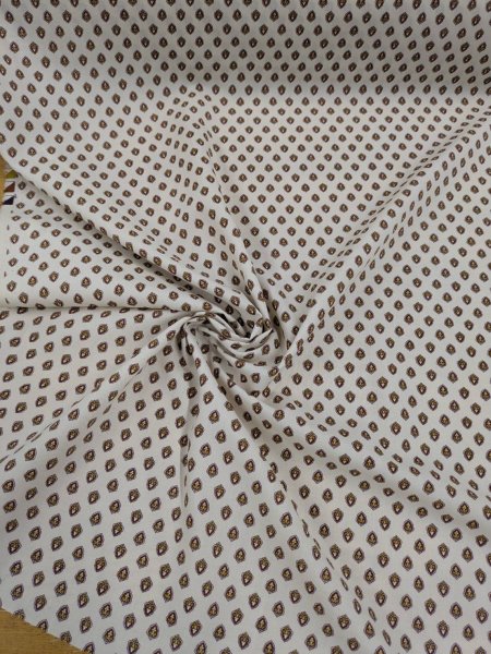 画像6: 生地:プロヴァンス風小紋柄ポリプリント(白/茶) (6)