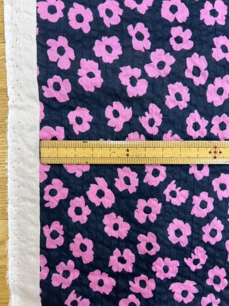 画像2: 生地:綿80ローンミラクルウェーブプリント(紺/ピンク) (2)