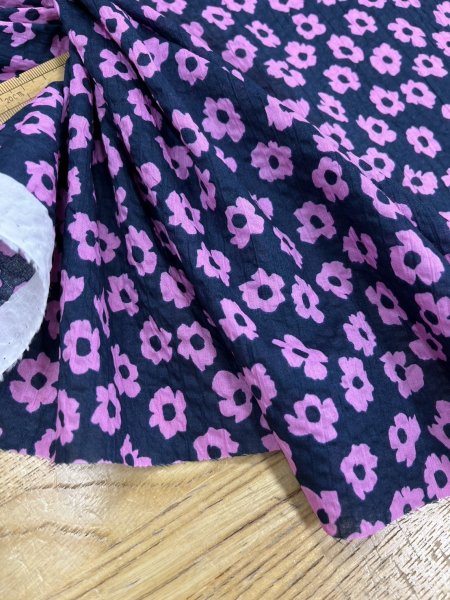 画像5: 生地:綿80ローンミラクルウェーブプリント(紺/ピンク) (5)