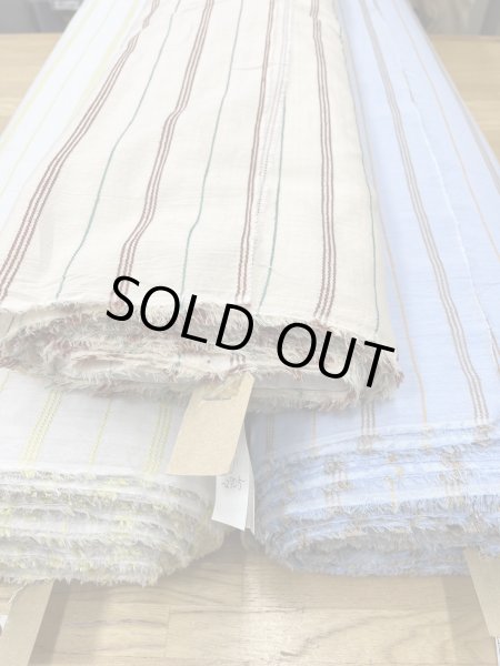 画像8: 生地：綿レーヨンリネンドビーボーダー広巾（ベージュ／茶） (8)