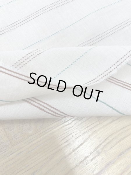 画像4: 生地：綿レーヨンリネンドビーボーダー広巾（ベージュ／茶） (4)