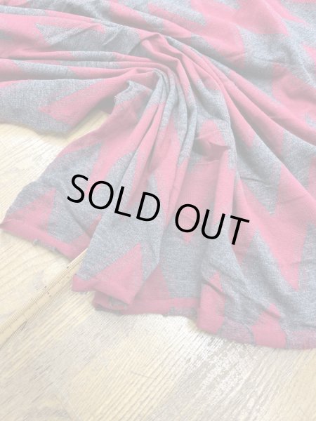 画像5: 生地:綿100%ジグザグ柄ジャガードニット(グレー/ピンク) (5)