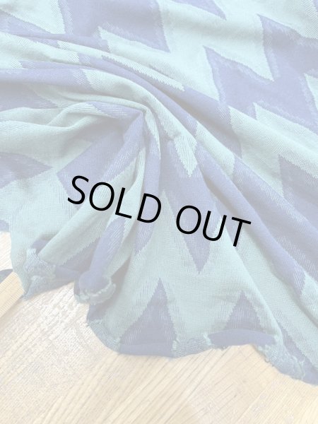 画像5: 生地:綿100%ジグザグ柄ジャガードニット(グリーン/ネイビー) (5)