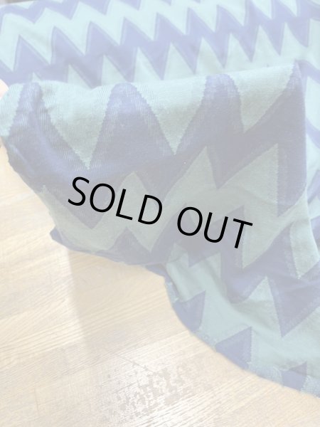 画像7: 生地:綿100%ジグザグ柄ジャガードニット(グリーン/ネイビー) (7)