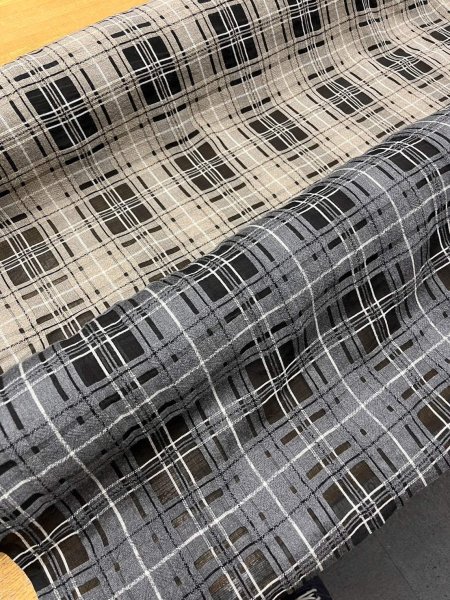 画像6: 生地：チェック柄立体ジャガード（グレー／黒） (6)