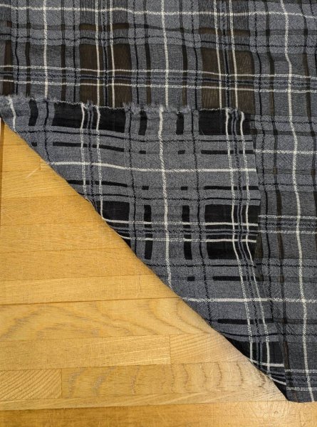画像3: 生地：チェック柄立体ジャガード（グレー／黒） (3)