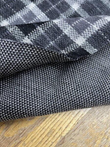 画像4: 生地:チェック柄アクリルジャガードニット(黒) (4)