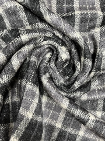 画像6: 生地:チェック柄アクリルジャガードニット(黒) (6)
