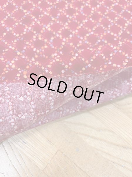 画像3: 生地:綿100%小花柄・格子・ガーデン柄プリント(赤) (3)