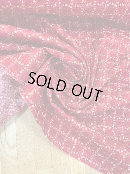 画像5: 生地:綿100%小花柄・格子・ガーデン柄プリント(赤) (5)