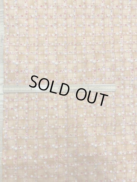 画像1: 生地：綿100％小花柄・格子・ガーデン柄プリント（オレンジ） (1)