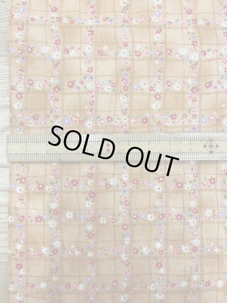 画像2: 生地：綿100％小花柄・格子・ガーデン柄プリント（オレンジ） (2)