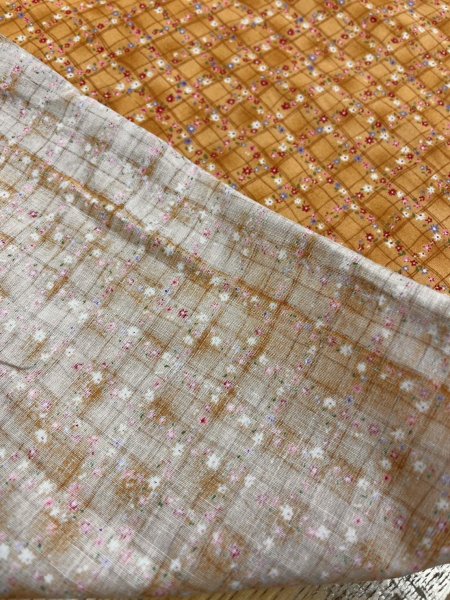 画像3: 生地:綿100%小花柄・格子・ガーデン柄プリント(オレンジ) (3)