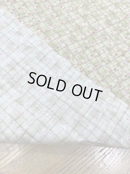 画像3: 生地：綿100％小花柄・格子・ガーデン柄プリント（グリーン） (3)