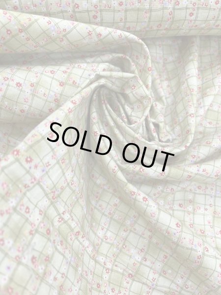 画像6: 生地：綿100％小花柄・格子・ガーデン柄プリント（グリーン） (6)