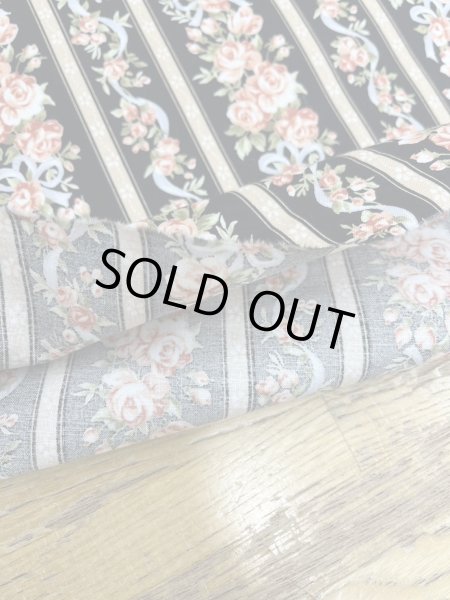 画像5: 生地：綿100％花・ストライプ柄プリントシーチング（黒地） (5)