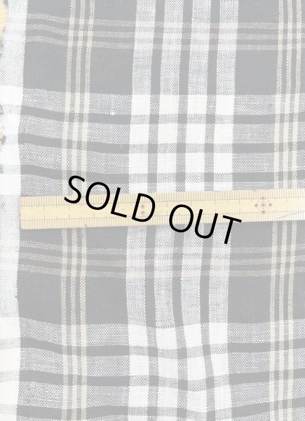 画像2: 生地:麻100%チェック柄プリント(紺系) (2)