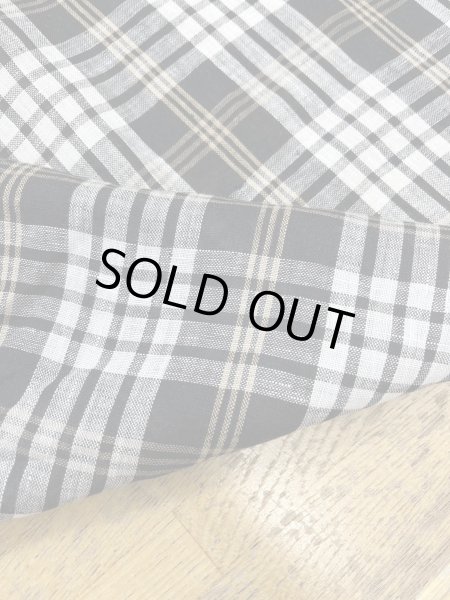 画像3: 生地:麻100%チェック柄プリント(紺系) (3)