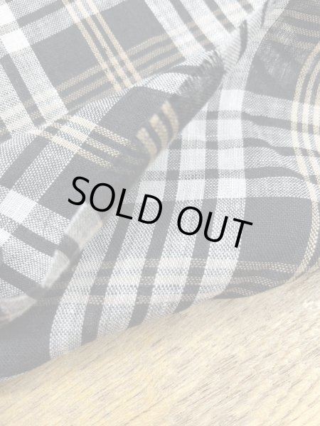 画像4: 生地:麻100%チェック柄プリント(紺系) (4)