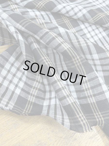 画像5: 生地:麻100%チェック柄プリント(紺系) (5)