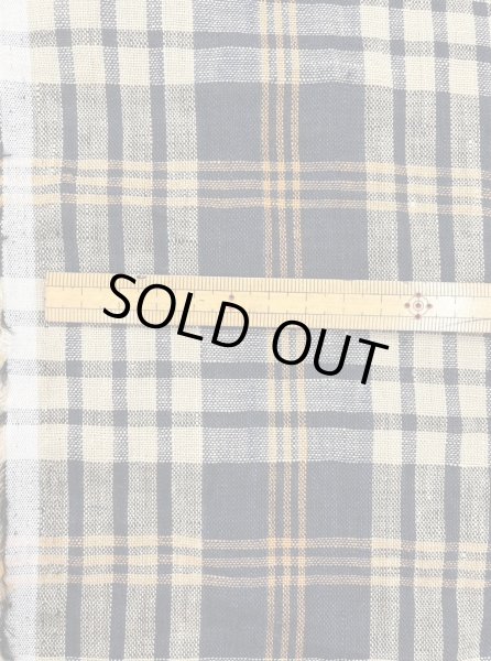 画像2: 生地:麻100%チェック柄プリント(黄系) (2)