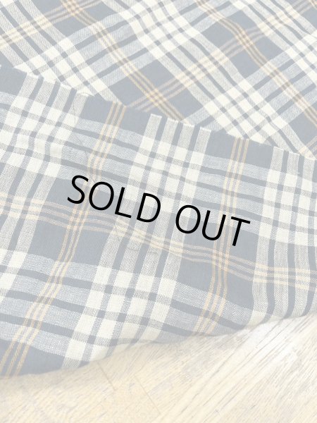 画像3: 生地:麻100%チェック柄プリント(黄系) (3)