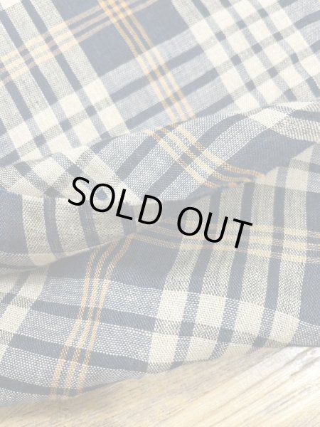 画像4: 生地:麻100%チェック柄プリント(黄系) (4)