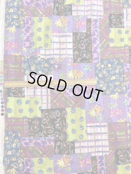 画像1: 生地:綿100%パッチワーク柄プリント(カラフル) (1)