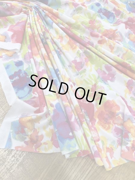 画像5: 生地：水彩画花柄プリントポリ2WAYニット（白地） (5)