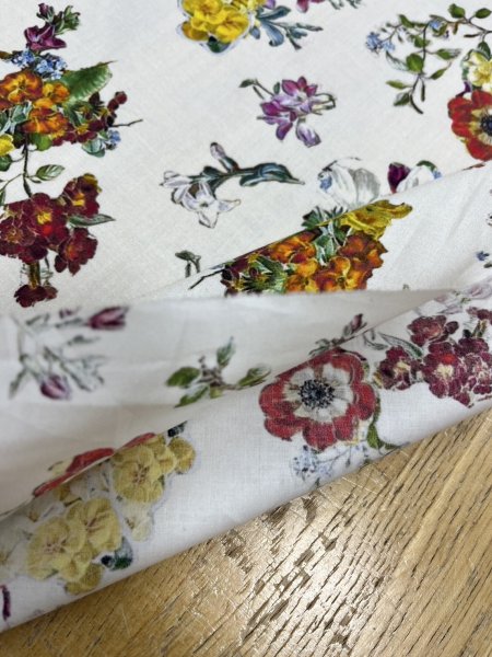 画像5: 生地:綿100%クラシックフラワープリント(クリーム地) (5)