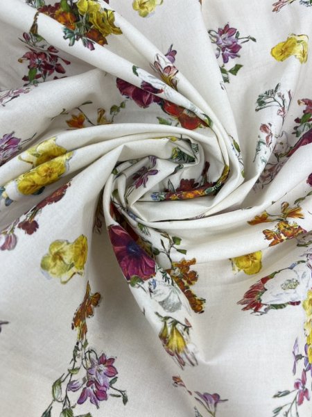 画像7: 生地:綿100%クラシックフラワープリント(クリーム地) (7)