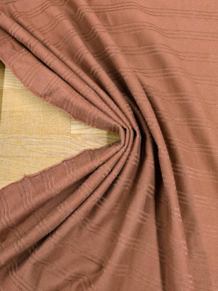 画像4: 生地:綿ボーダー透かし模様入りニット(テラコッタ) (4)