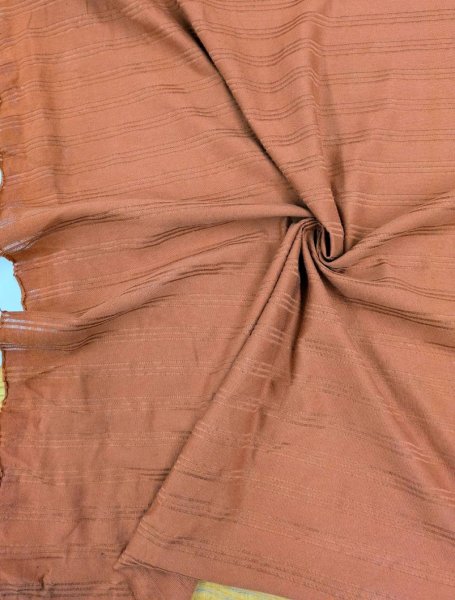 画像5: 生地:綿ボーダー透かし模様入りニット(テラコッタ) (5)