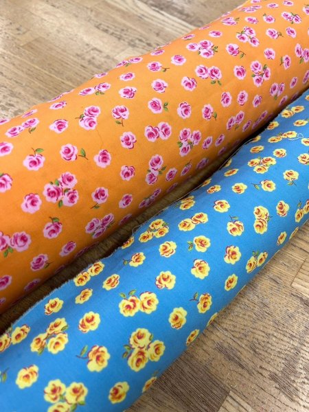 画像7: 生地:綿100% 花柄プリント(オレンジ/ピンク) (7)