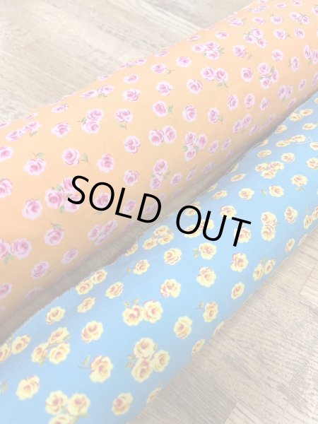 画像7: 生地:綿100% 花柄プリント(ブルー/黄色) (7)