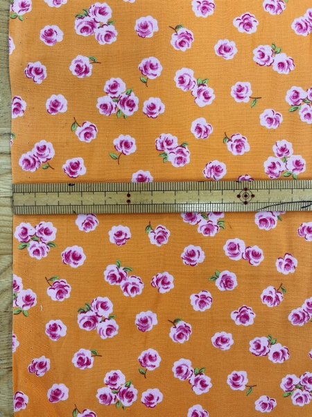 画像2: 生地:綿100% 花柄プリント(オレンジ/ピンク) (2)