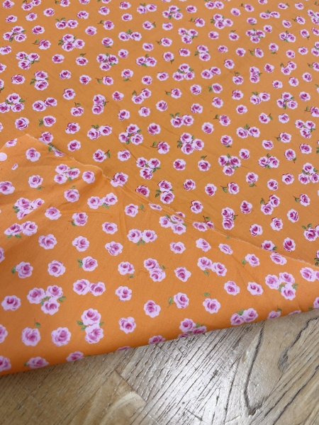 画像3: 生地:綿100% 花柄プリント(オレンジ/ピンク) (3)