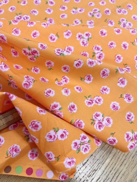 画像5: 生地:綿100% 花柄プリント(オレンジ/ピンク) (5)