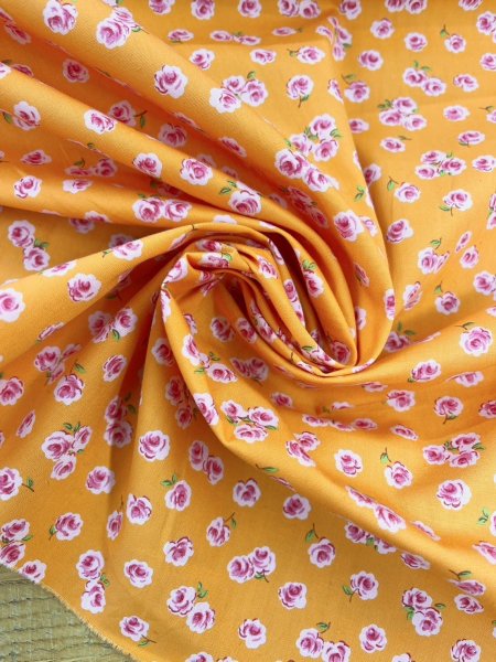 画像6: 生地:綿100% 花柄プリント(オレンジ/ピンク) (6)