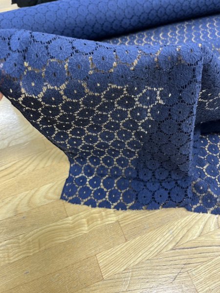 画像6: 生地:綿ナイロン混 サークルドット柄ラッセルレース生地(紺)) (6)