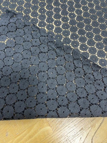 画像3: 生地:綿ナイロン混 サークルドット柄ラッセルレース生地(黒) (3)