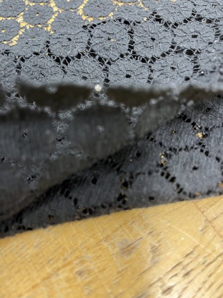 画像4: 生地:綿ナイロン混 サークルドット柄ラッセルレース生地(黒) (4)
