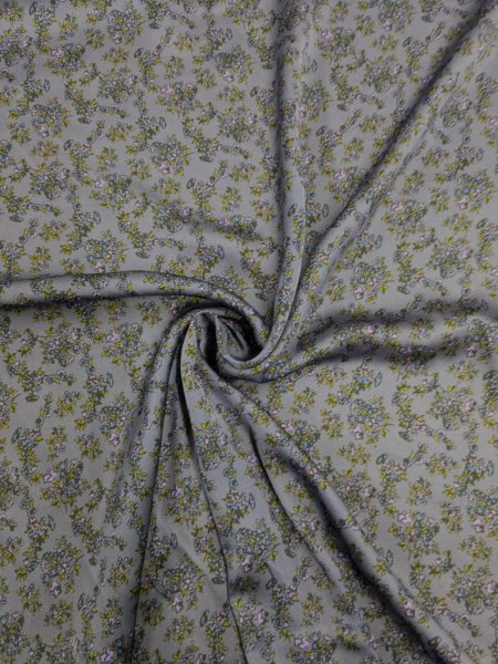 画像6: 生地:小花柄プリントポリエステルボイル生地(ブルーグレー地) (6)