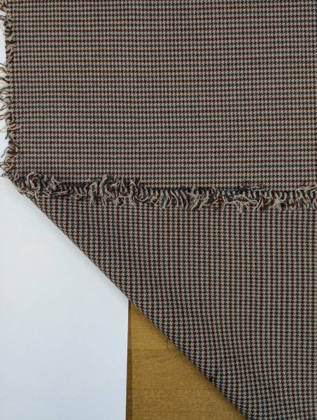 画像3: 生地:ポリエステルステッチ ガンクラブチェック ウールライク (青×茶) (3)