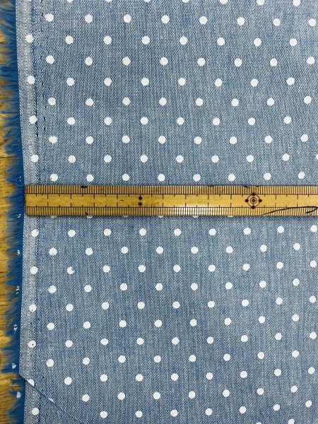 画像3: 生地:綿100%水玉柄ダンガリー生地(水色) (3)