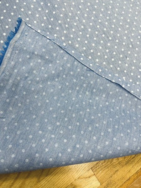 画像4: 生地:綿100%水玉柄ダンガリー生地(水色) (4)