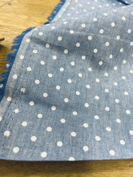 画像6: 生地:綿100%水玉柄ダンガリー生地(水色) (6)