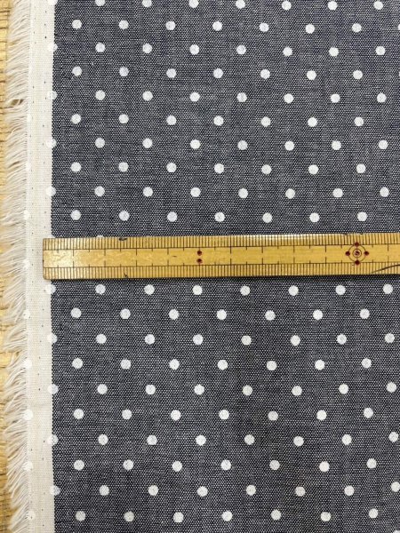 画像3: 生地:綿100%水玉柄ダンガリー生地(グレー) (3)